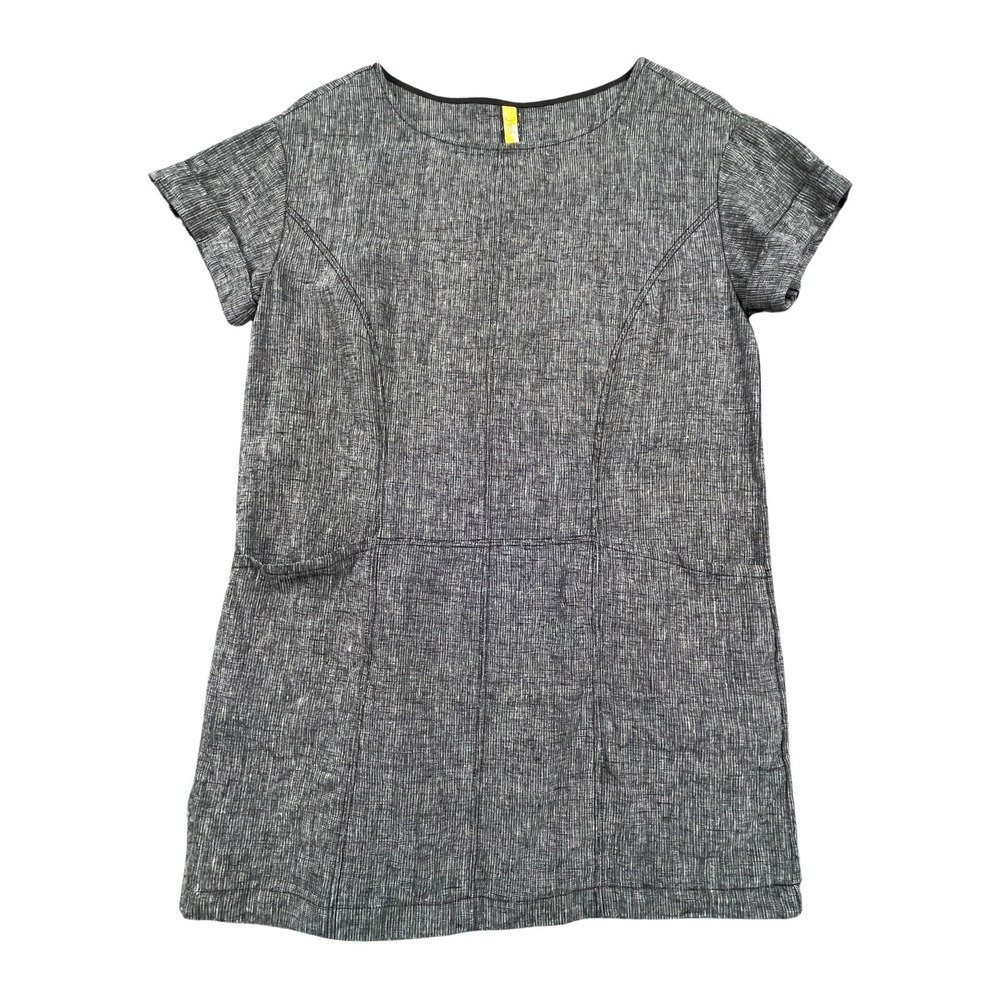 Free People Endless Shore Linen Dress Dark Grey XS Mini Shift Pockets Tunic Boho
